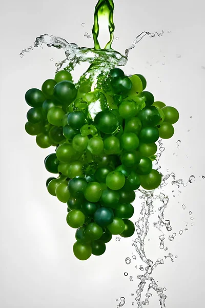 Su yeşil yapraklarla sıçrıyor