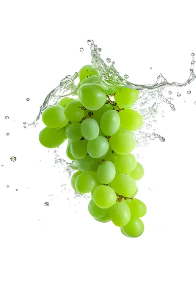 green grapes with water drops isolated on white background