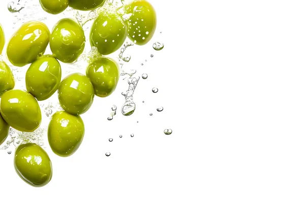 Healthy Fresh Olives Splash Water —  Fotos de Stock