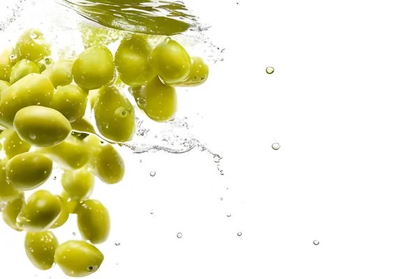 Healthy Fresh Olives Splash Water — Foto de Stock