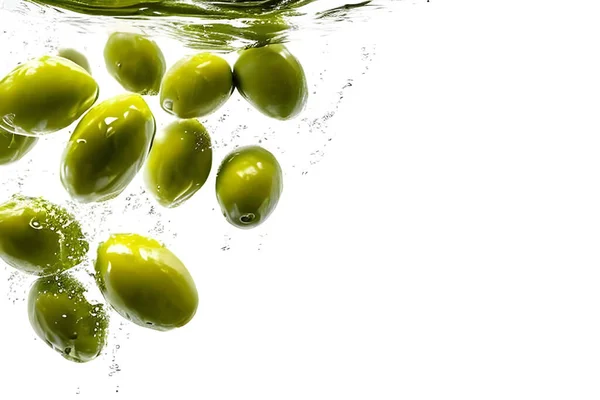 Healthy Fresh Olives Splash Water — Stockfoto