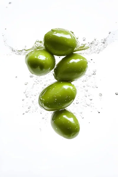 Healthy Fresh Olives Splash Water — Foto Stock