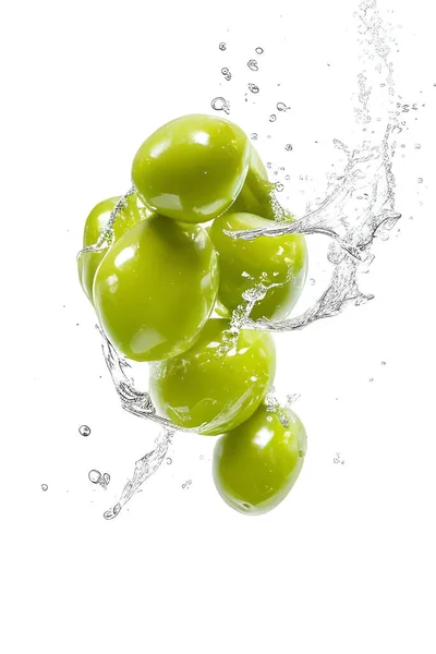 Healthy Fresh Olives Splash Water — 스톡 사진