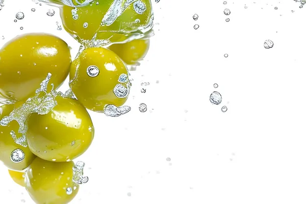 Healthy Fresh Olives Splash Water — Stock Photo, Image