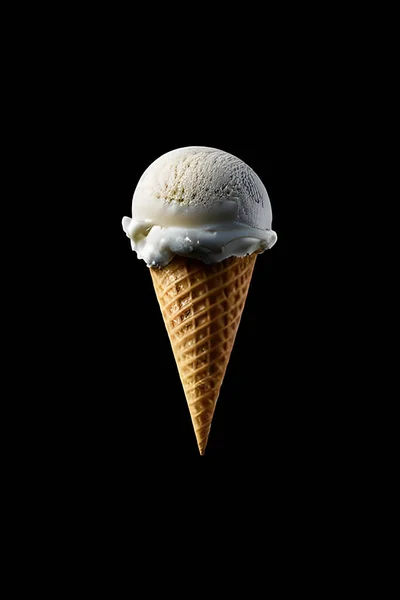 Рожок Мороженого Черном Фоне — стоковое фото