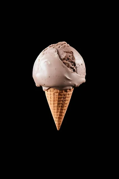 Мороженое Шоколадом Изолированы Черном Фоне — стоковое фото