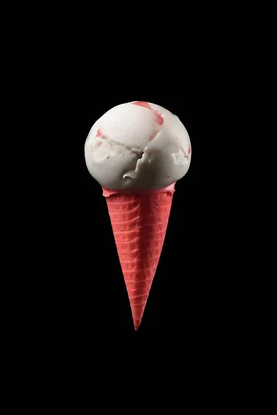 Ice Cream Scoop Vanilla Black Background — 图库照片