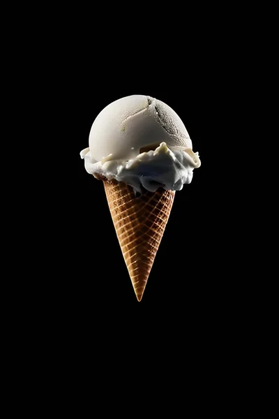 Ice Cream Cone Black Background — Stock Photo, Image