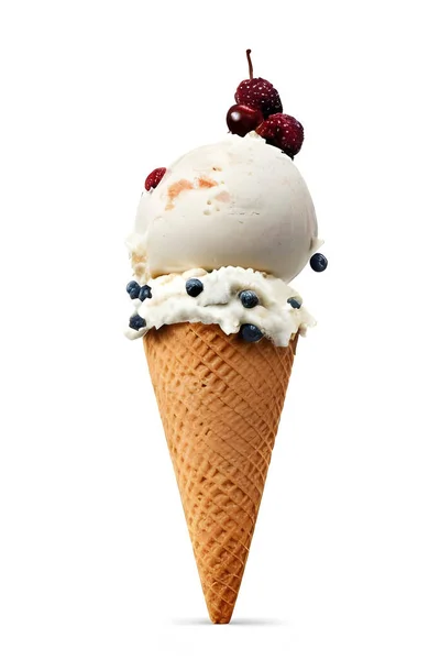 Ice Cream Cone Strawberry Chocolate Cones Isolated White Background — Foto de Stock