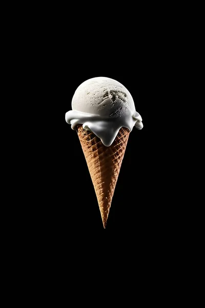Ice Cream Cone Black Background — Photo