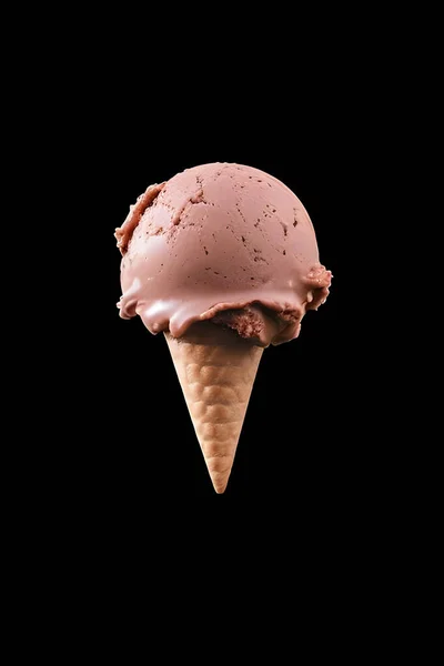 Ice Cream Chocolate Strawberry Black Background —  Fotos de Stock