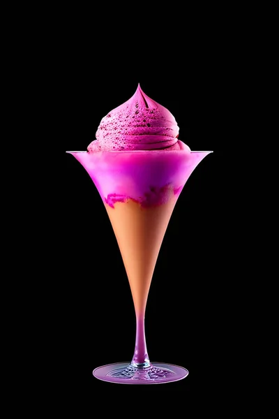 Ice Cream Glass Bowl Black Background — Stock Photo, Image