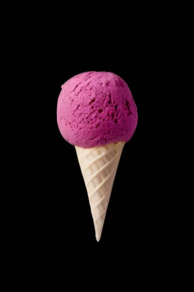 Ice Cream Waffle Cone Black Background — Stock Fotó