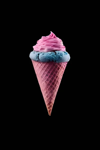 Ice Cream Cone Waffle Black Background — Foto de Stock