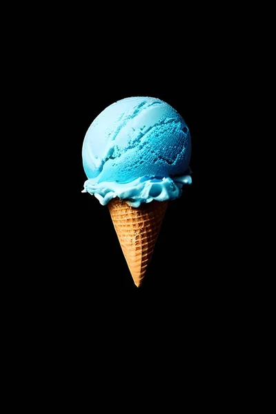 Ice Cream Cone Black Background — Foto de Stock