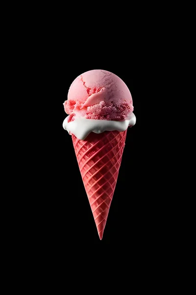 Ice Cream Chocolate Strawberry Black Background — Stock fotografie