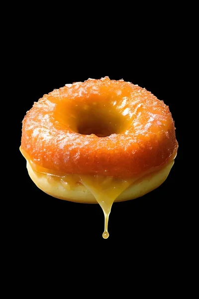 Reçelli çörek siyah arkaplanda izole edildi