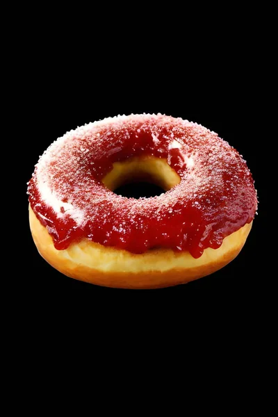 Donut Chocolate Icing Black Background — Stock Photo, Image