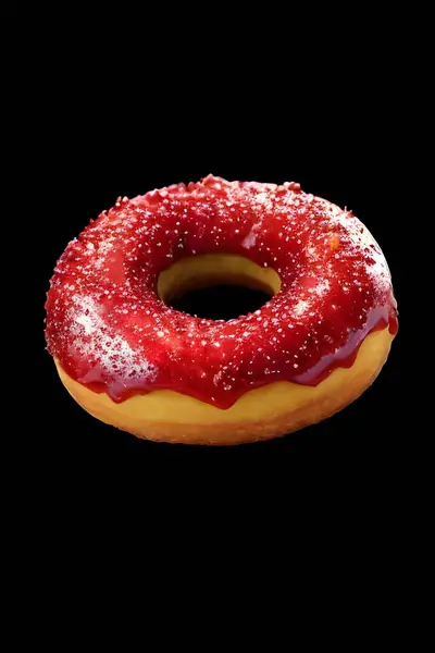 stock image donut with chocolate glaze isolated on black background