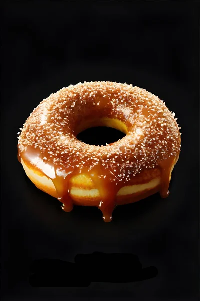 Delicious Donuts Chocolate Glaze Black Background — Stock Photo, Image