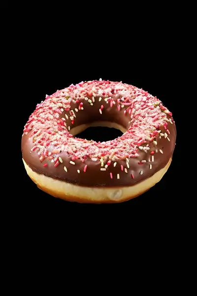 Köstliche Donuts Mit Streusel Auf Schwarzem Hintergrund — Stockfoto