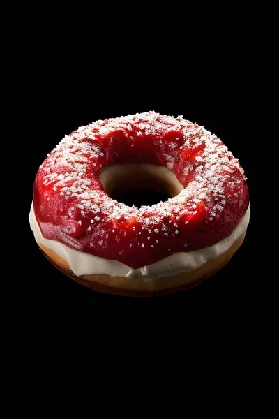 Donut Icing Sugar Black Background — Stock Photo, Image
