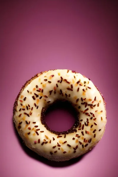Donut Chocolate Glaze Pink Background — Stock Photo, Image