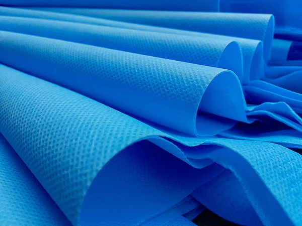 Bolsa Polipropileno Azul Claro Tela Tejida Con Pliegues Ondulados Pila —  Fotos de Stock