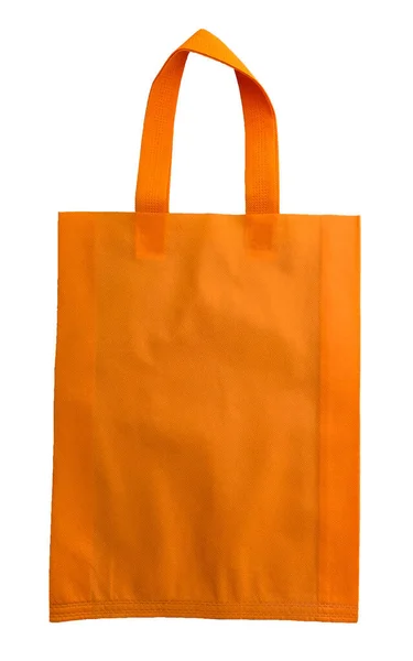Πορτοκαλί Υφασμένη Υφασμάτινη Τσάντα Tote Που Απομονώνεται Από Λευκό Φόντο — Φωτογραφία Αρχείου