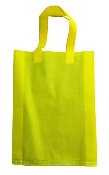 Žlutá Netkaná Textilní Taška Izolovaná Bílým Pozadím Ekologická Taška Polypropylenu — Stock fotografie