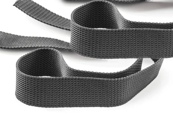 Dos Hebras Cinturón Tela Nylon Texturizado Grueso Gris Aislado Sobre —  Fotos de Stock
