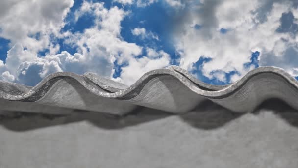 Stary Dach Azbestu Widok Boczny Azbestu Lub Wietrzenia Górna Warstwa — Wideo stockowe