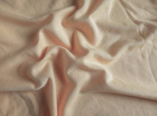 Tissu Beige Fond Surface Ondulée Tissu Coton Poreux Fin Rides — Photo
