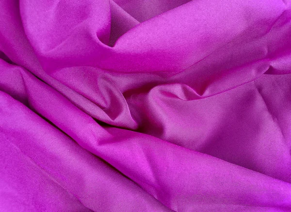 Zerknitterte Und Wellige Oberflächentextur Aus Leuchtend Rosa Baumwolltuch — Stockfoto