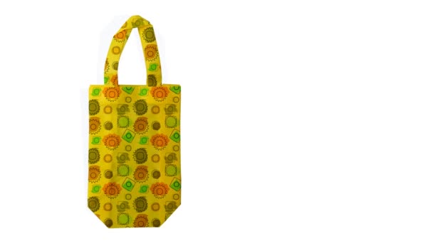 Polypropylene Tote Bags Various Variations Floral Decoration Heart Symbols Copy — Stock Video