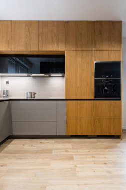 Modern kitchen with built in appliances 