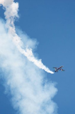 PAYERNE, SWITZERLAND - SEPTEMBER 6: Solo flight of display pilot of Al Fursan