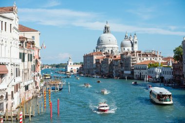 VENICE, ITALY - SEPTEMBER 14, 2014: Canal Grande and Basilica Santa Maria della Salute in the background, Venice, Italy