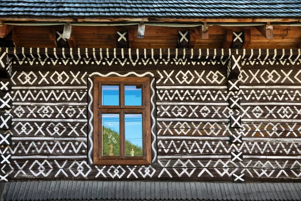 Unique Decoration Log Houses Based Patterns Used Traditional Embroidery Village — Stockfoto