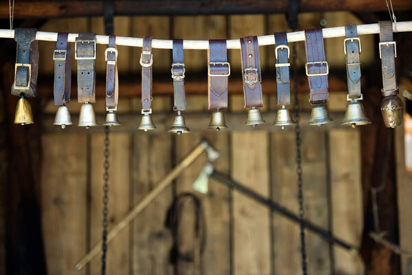 Cattle bells in a row 