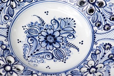 detail of decorative blue ceramic from Modra, Slovakia
