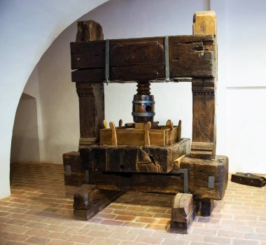 eski ahşap şarap basın