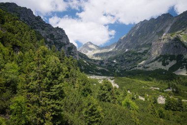 Dağ şelalesinin kablosundan Strbsky 'nin tepe noktası Skok, Ulusal Park High Tatras, Slovakya