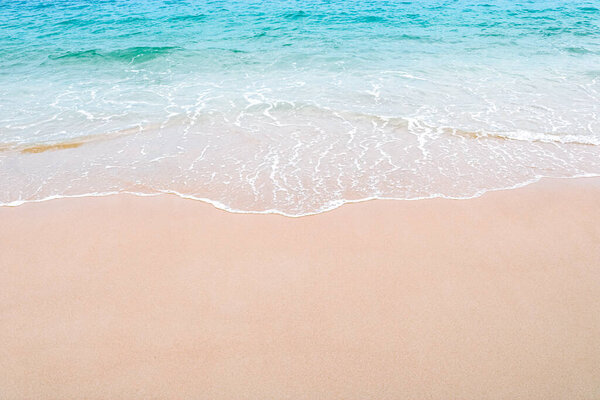Soft Beautiful Ocean Wave Sandy Beach Background Copy Space — Stock Photo, Image