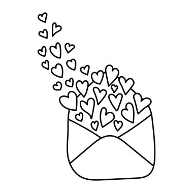 Beyaz arka planda izole edilmiş romantik Sevgililer Günü posteri. Vektör İllüstrasyonu. Vektör illüstrasyonu