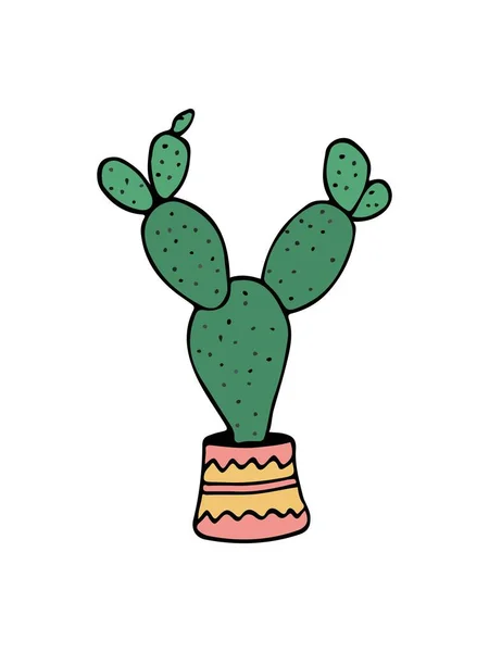 Doodle Illustration Kaktus Auf Weiß Bunte Doodle Illustration Kaktus Modernen — Stockvektor