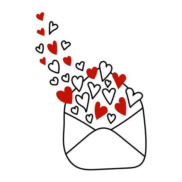Cartel Romántico Feliz Día San Valentín Aislado Sobre Fondo Blanco — Vector de stock