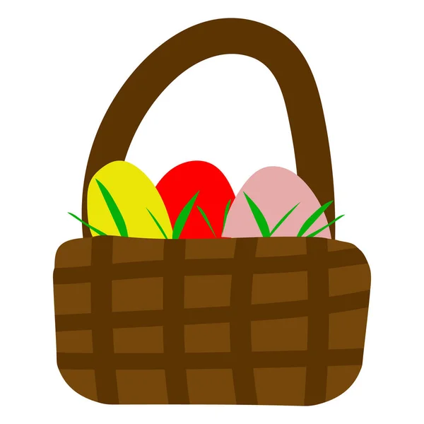 Cesta Pascua Con Huevos Elemento Para Diseño — Vector de stock