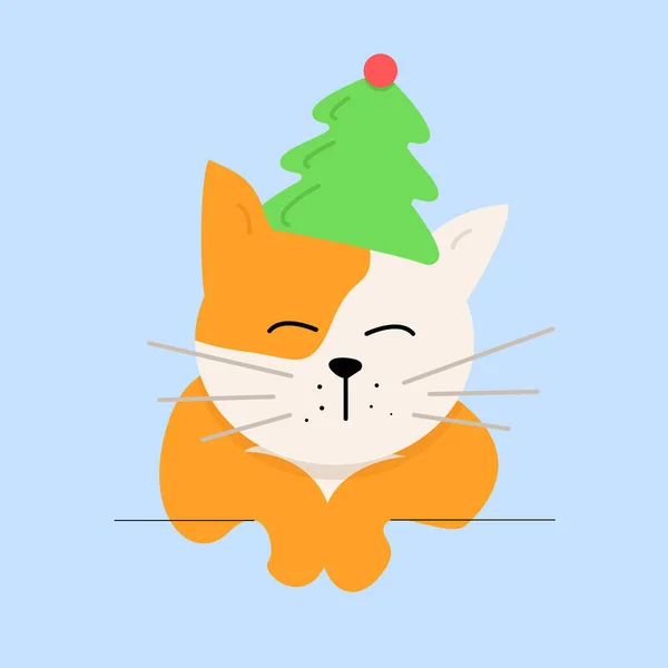 Gato Fiesta Aro Navidad Celebración — Vector de stock