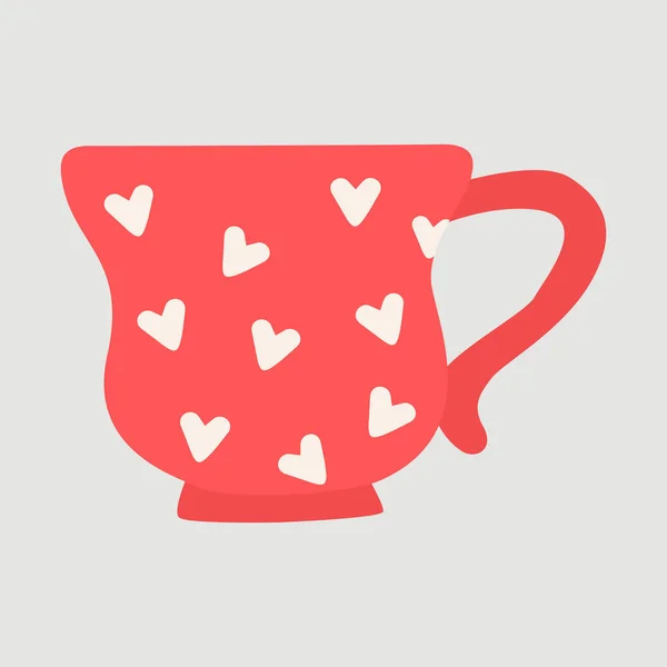 Festive Mug Hearts Valentines Day — Stock Vector